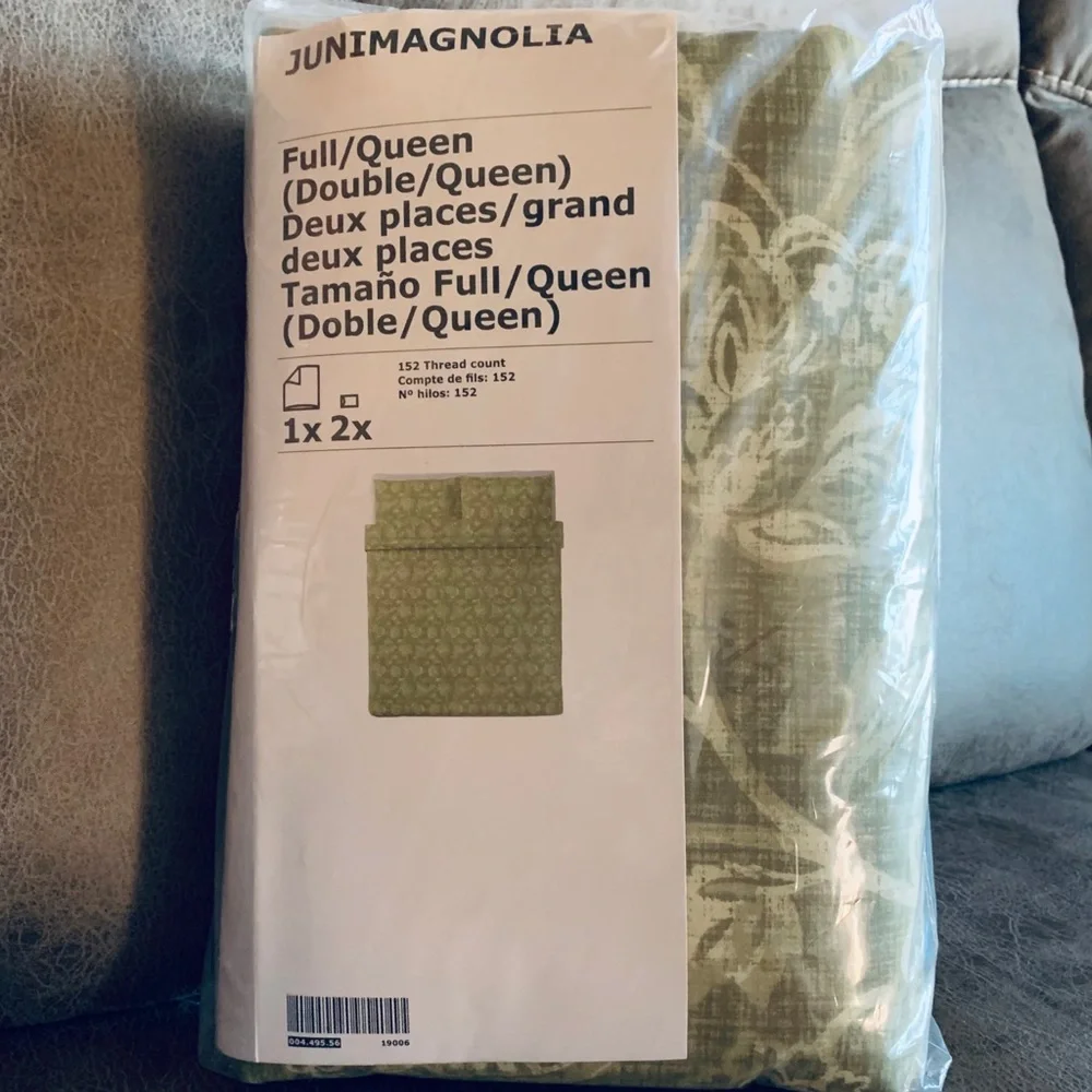IKEA Olive Green Floral Duvet Cover Set - Picture 3 of 5